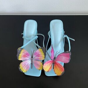 Y2k butterfly strappy kitten / heel sandals